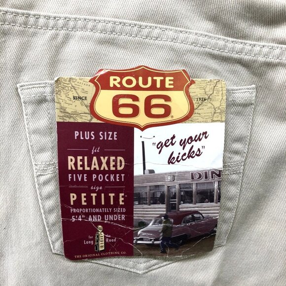 NWT Route 66 Relaxed Fit Chino Pants 5 Pocket Womens 20P Beige Canvas Denim - Picture 8 of 12